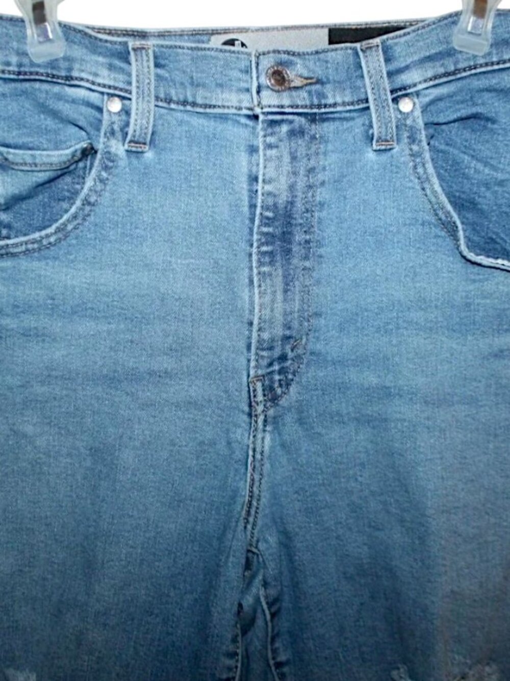 Levis SilverTab High Waisted Cropped Mom Jeans 29 Distressed Stretch Ankle - Picture 6 of 12